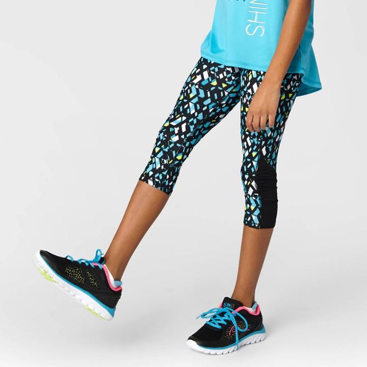 Girls' Ruched Performance Capri Leggings - C9 Champion Turquoise Print