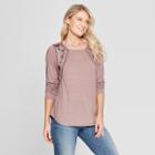 Women's Floral Print Long Sleeve Embroidered Sweatshirt - Knox Rose Burgundy
