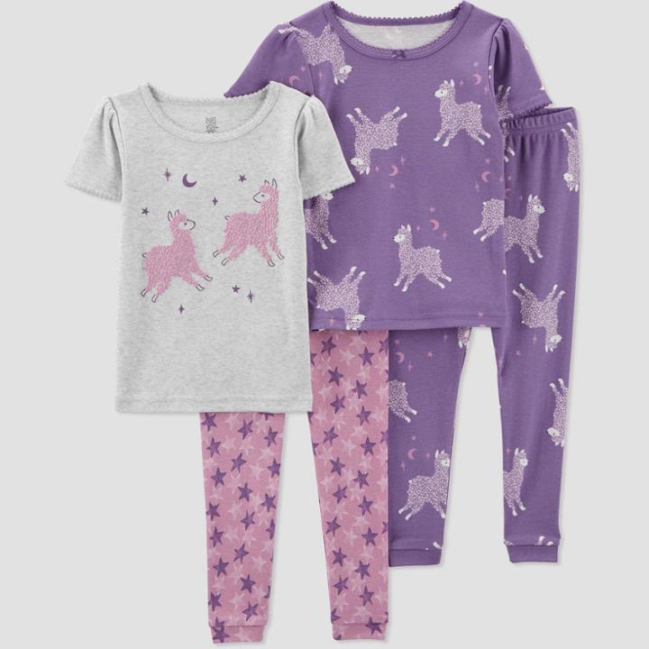 Carter's Just One You Toddler Girls' 4pc Liamas And Stars Pajama Set - Purple