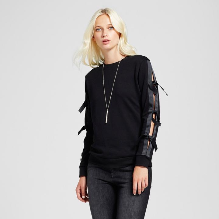 Women's French Terry Tie Sleeve Sweatshirt - Alison Andrews Black
