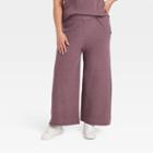 Women's Plus Size High-rise Ribbed Sweater Wide Leg Pants - A New Day Purple