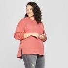 Women's Plus Size Tunic Long Sleeve Sweatshirt - Universal Thread Pink