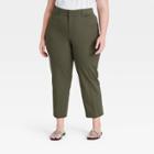 Women's Plus Size Straight Trousers - Ava & Viv Olive