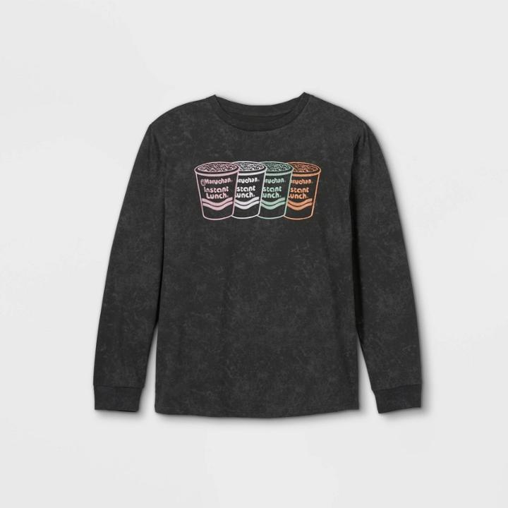Kids' Maruchan Long Sleeve Graphic T-shirt - Art Class Black