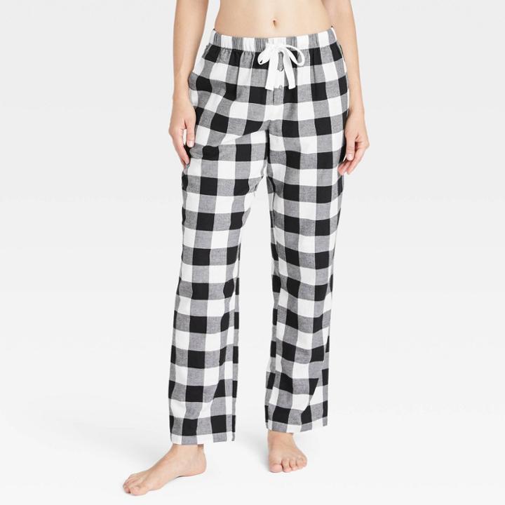 Women's Perfectly Cozy Flannel Plaid Pajama Pants - Stars Above White