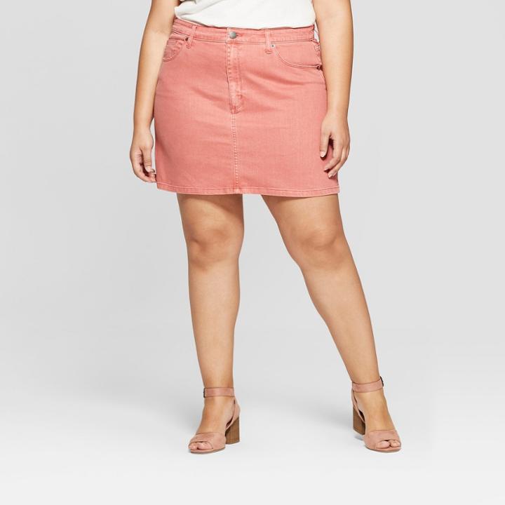 Women's Plus Size Colored Denim Mini Skirt - Universal Thread Sierra Rose