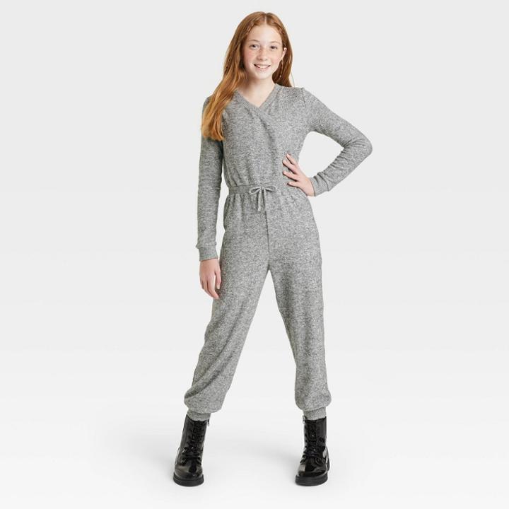 Girls' Cozy Jumpsuit - Art Class Heather Gray