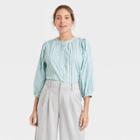 Women's Puff 3/4 Sleeve Blouse - A New Day Blue