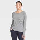 Women's Essential Crewneck Long Sleeve T-shirt - All In Motion Heathered Black