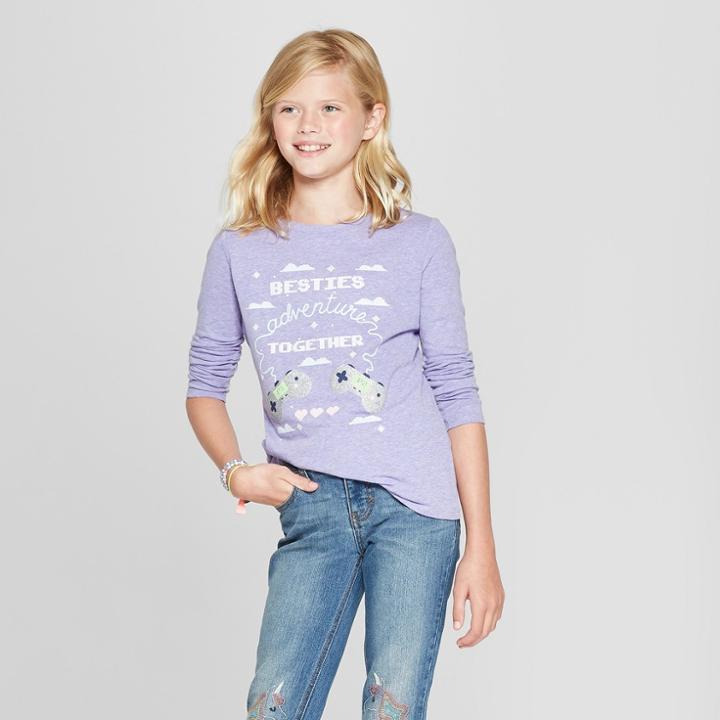 Girls' Besties Adventure Together Graphic Long Sleeve T-shirt - Cat & Jack Violet