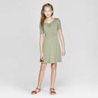 Girls' Cinched Front Dress - Art Class Olive (green)