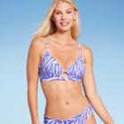 Women's Longline Keyhole Bralette Bikini Top - Shade & Shore Purple & White Animal Print