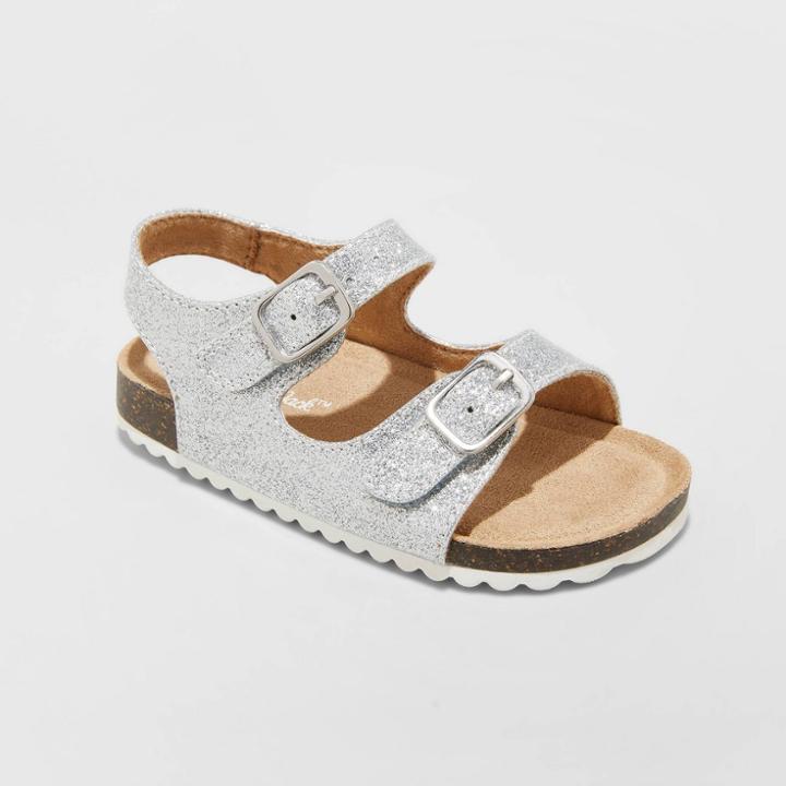 Toddler Girls' Tisha Footbed Sandals - Cat & Jack Silver 5, Toddler Girl's