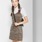 Women's Strappy Zip Front Corduroy Animal Print Dress - Wild Fable Natural