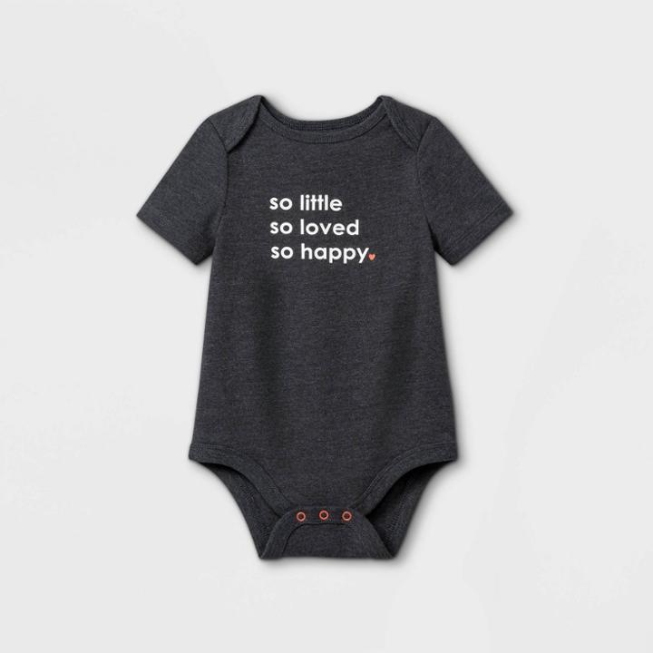 Baby 'so Little' Short Sleeve Bodysuit - Cat & Jack Charcoal Gray Newborn