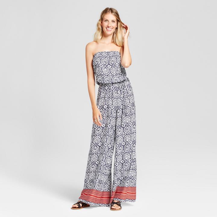 Women's Boarder Print Cropped Jumpsuit - Chiasso - Navy