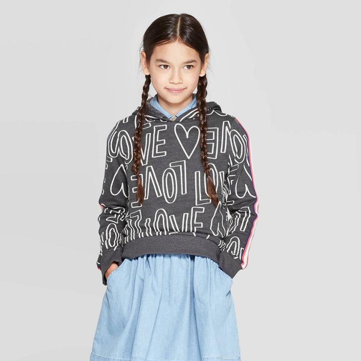 Girls' Love Printed Pullover Sweatshirt - Cat & Jack Gray