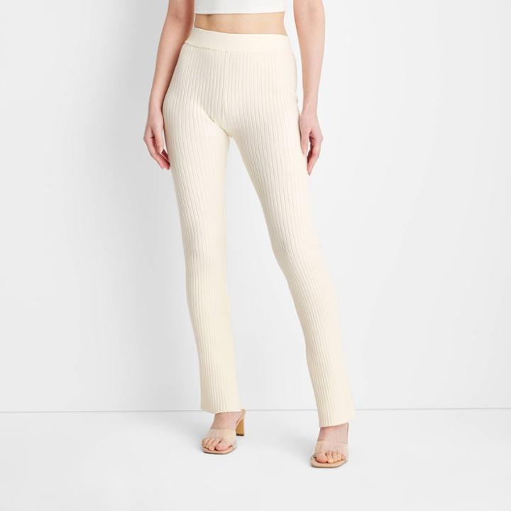 Women's High-rise Ribbed Sweater Pants - Future Collective With Gabriella Karefa-johnson Cream Xxs, Ivory