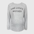 Maternity One Lucky Mother Raglan Graphic Sweatshirt - Isabel Maternity By Ingrid & Isabel Gray