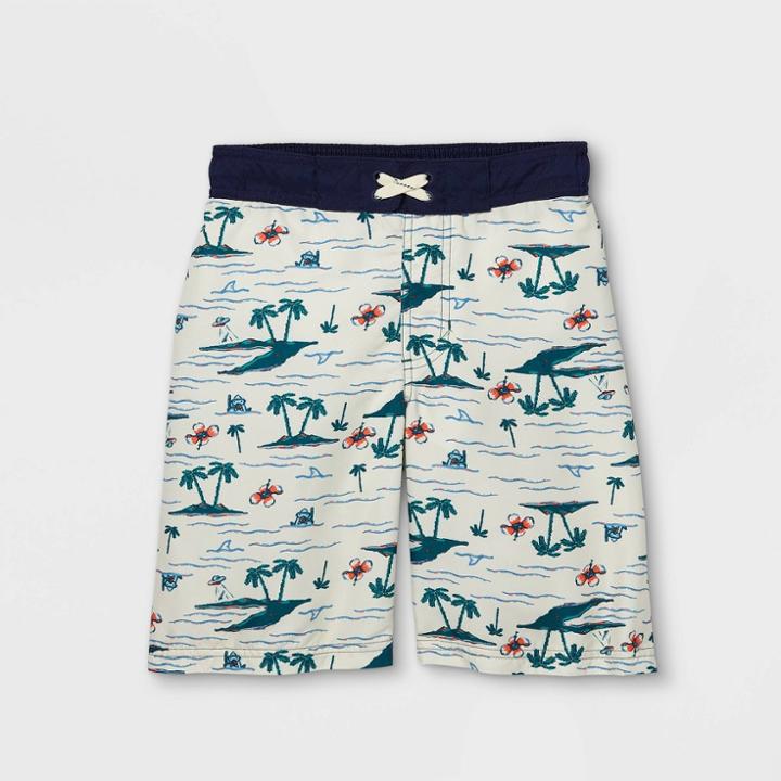 Boys' Sand Palm Board Shorts - Cat & Jack White