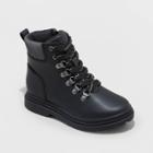 Boys' Atticus Slip-on Zipper Combat Boots - Art Class Black