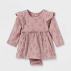 Grayson Collective Baby Girls' Floral Woven Skirted Bodysuit - Rose Pink Newborn