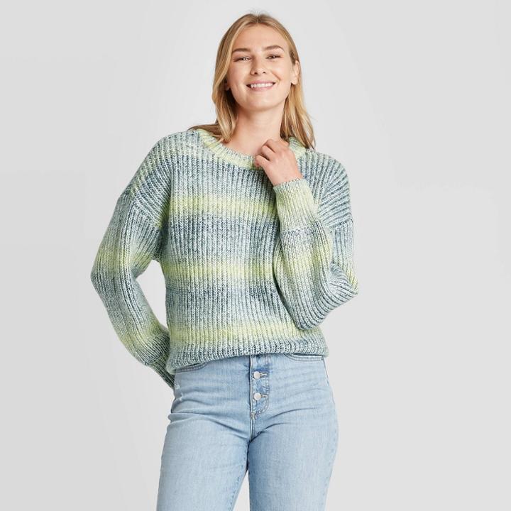 Women's Crewneck Spacedye Pullover Sweater - Universal Thread Green