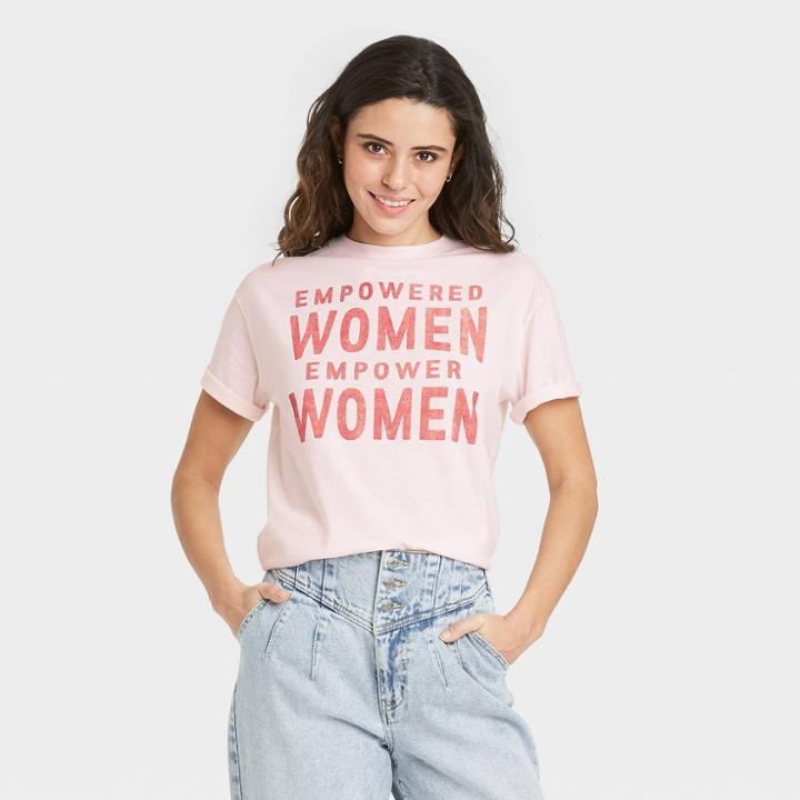 Fifth Sun Women's Empowered Women Empower Women Short Sleeve Graphic T-shirt - Pink