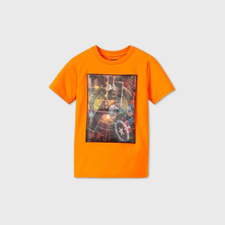 Boys' Short Sleeve Marvel Avengers Lenticular Halloween T-shirt - Orange