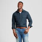 Men's Big & Tall Standard Fit Herringbone Flannel Shirt - Goodfellow & Co Teal (blue)