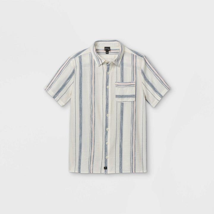 Boys' Short Sleeve Button-down Shirt - Art Class White