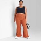 Women's High-waisted Ribbed Flare Leggings - Wild Fable Rust