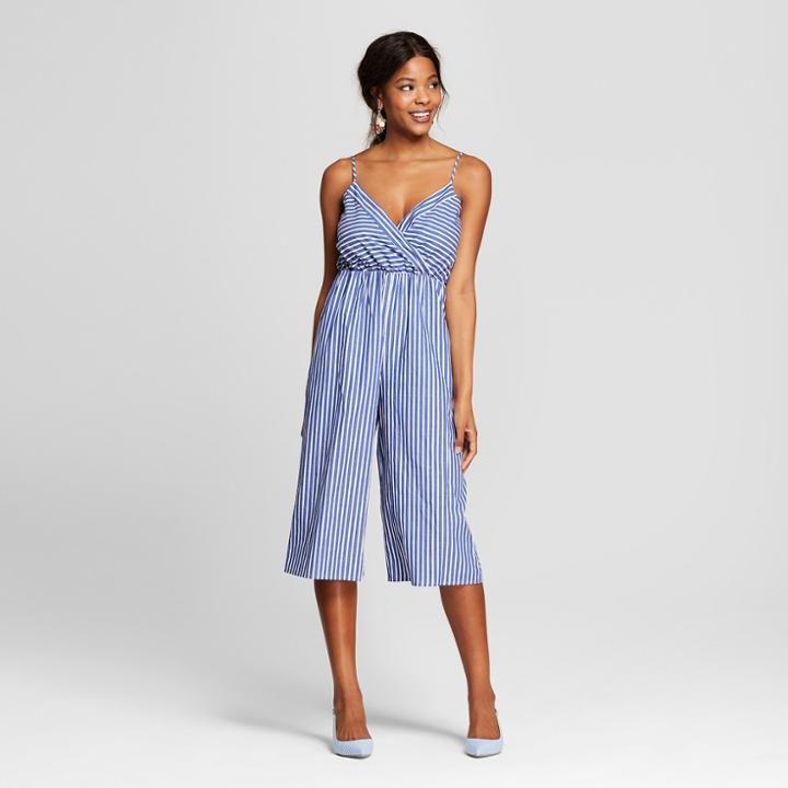 Women's V-neck Striped Jumpsuit - Le Kate (juniors') Blue