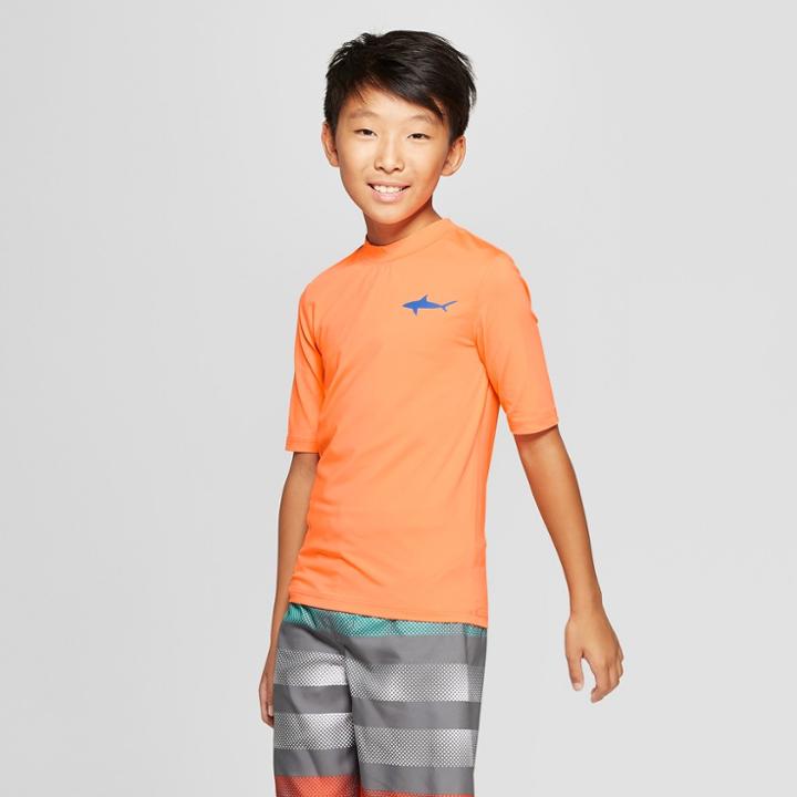 Oversizeboys' Shark Pocket Rash Guard - Cat & Jack Orange L Husky, Boy's, Size: