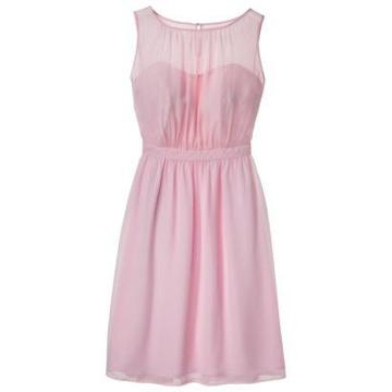 Tevolio Women's Chiffon Illusion Sleeveless Dress - Pink