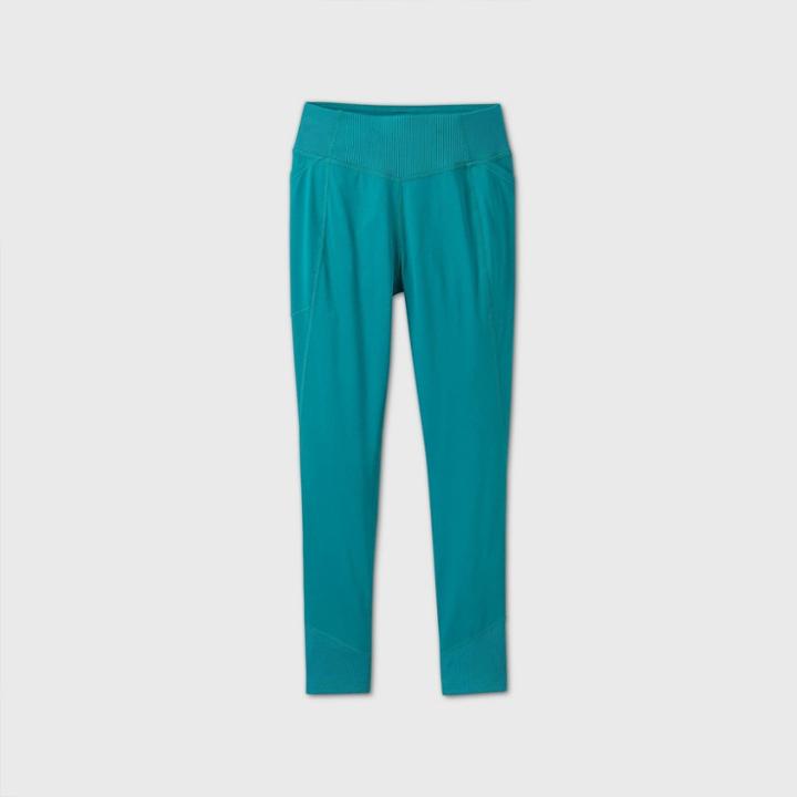 Girls' Ribbed Performance Leggings With Side Pockets - All In Motion Turquoise