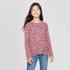 Girls' Long Sleeve Twist Front Top - Art Class Red