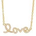 Journee Collection 3/4 Ct. T.w. Round-cut Cz Pave Set Love Pendant Necklace In Sterling Silver - Gold, Girl's