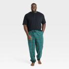 Men's Big & Tall Plaid Short Sleeve Henley + Flannel Jogger Pajama Set - Goodfellow & Co Black