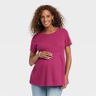 Short Sleeve Waffle Knit Waist Defined Maternity Top - Isabel Maternity By Ingrid & Isabel Berry Red