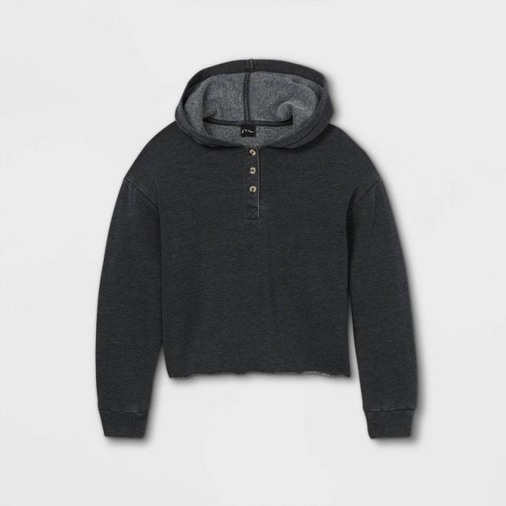 Girls' Henley Hoodie - Art Class Black