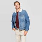 Men's Standard Fit Long Sleeve Sherpa Denim Jacket - Goodfellow & Co Denim Blue