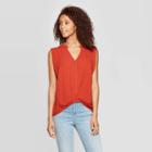 Women's Sleeveless V-neck Twist Front Top - Universal Thread Painted Desert