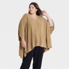 Women's Plus Size V-neck Pullover - A New Day Camel