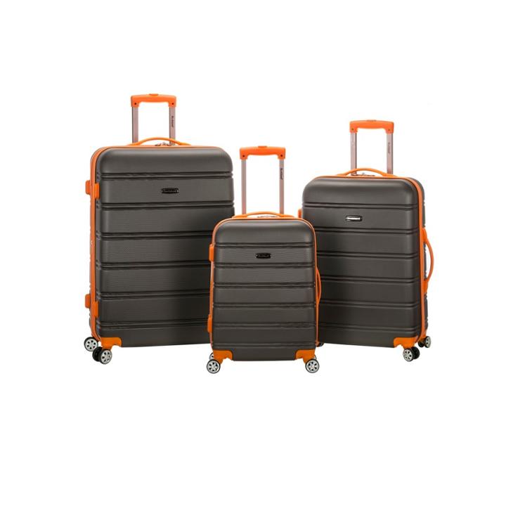 Rockland Melbourne 3pc Expandable Abs Hardside Carry On Spinner Luggage Set - Charcoal, Grey
