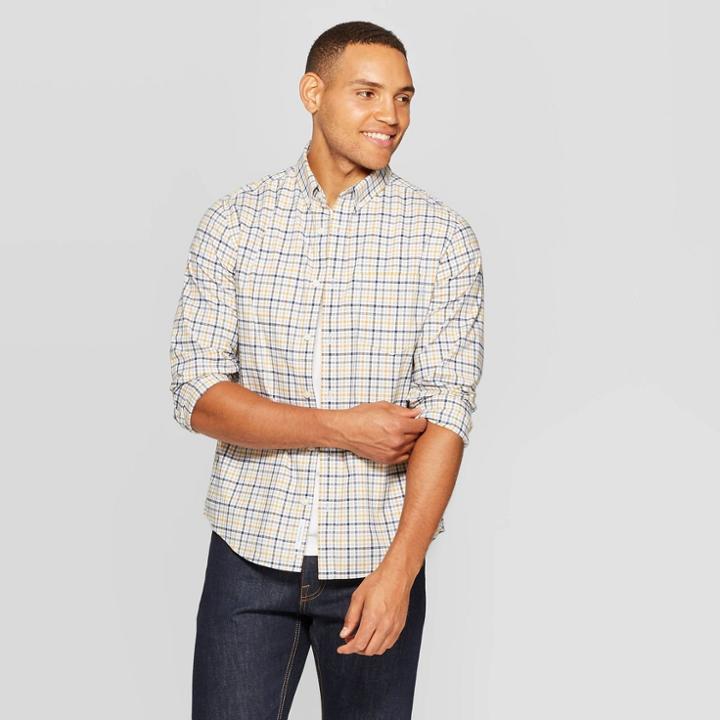 Men's Standard Fit Long Sleeve Northrop Poplin Button-down Shirt - Goodfellow & Co Steel Blue S, Men's, Size: Small,