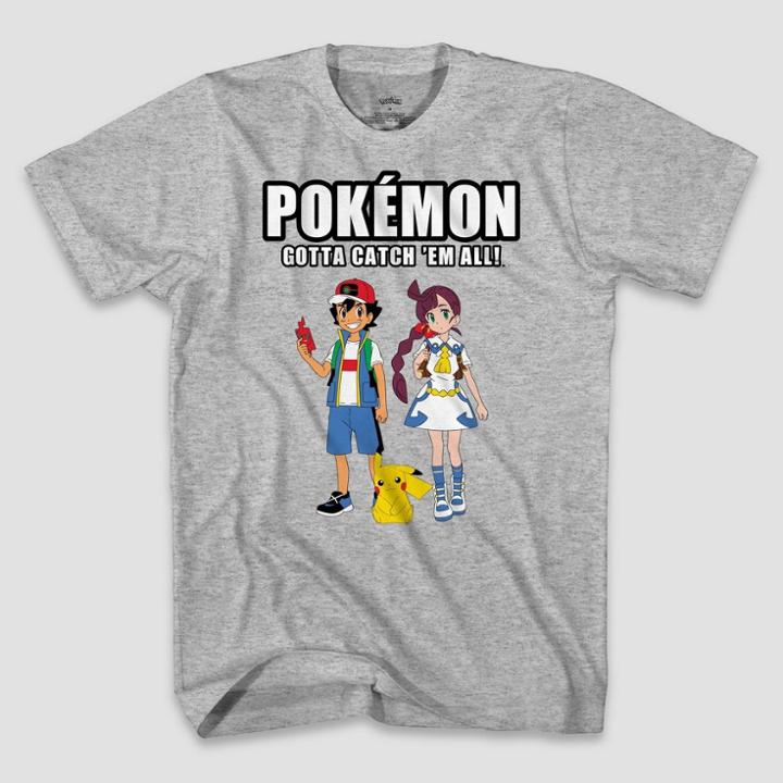 Boys' Pokemon Gotta Catch 'em All Short Sleeve Graphic T-shirt - Heathered Gray