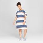 Junk Food Women's Plus Size Striped Atari Knit Graphic Dress - Blue