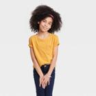 Girls' Short Sleeve Pocket T-shirt - Cat & Jack Medium Mustard Yellow