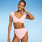 Women's Off The Shoulder Pucker Textured Top - Sea Angel